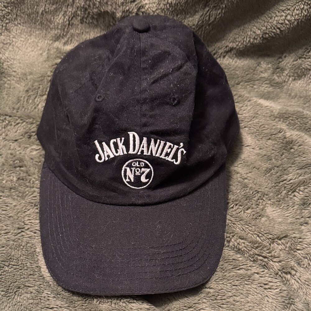 Jack Daniels Old No. 7 Embroidered Strap Back Cap Hat Black Drink Responsibly!!!